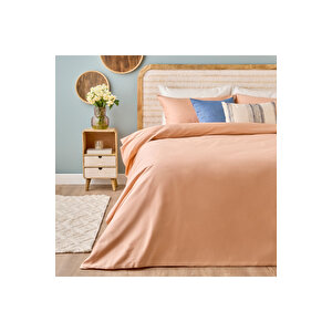 %100 Pamuk Saten Supreme Çift Kişilik Nevresim Seti Somon (200x220 Cm) Somon