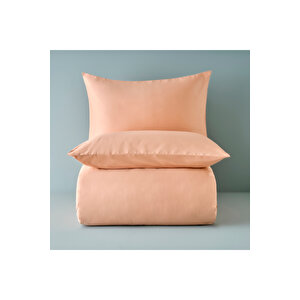 %100 Pamuk Saten Supreme Çift Kişilik Nevresim Seti Somon (200x220 Cm) Somon