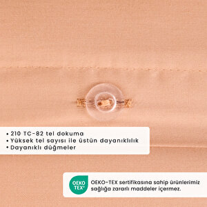 %100 Pamuk Saten Supreme Çift Kişilik Nevresim Seti Somon (200x220 Cm) Somon