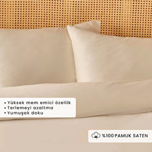 %100 Pamuk Saten Supreme Basic Super King Size Nevresim Seti Beyaz (260x240 Cm) Beyaz
