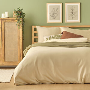 %100 Pamuk Saten Supreme Basic King Size Nevresim Seti Bej (240x220 Cm) Bej