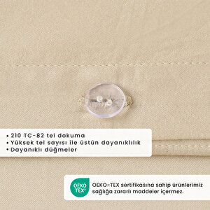%100 Pamuk Saten Supreme Basic King Size Nevresim Seti Bej (240x220 Cm) Bej