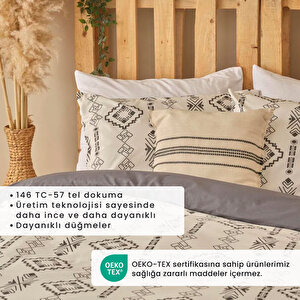 %100 Pamuk Ranforce Blake King Size Nevresim Seti Antrasit (240x220 Cm) Antrasit
