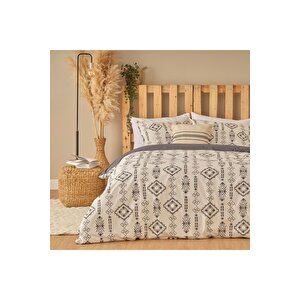 %100 Pamuk Ranforce Blake King Size Nevresim Seti Antrasit (240x220 Cm) Antrasit