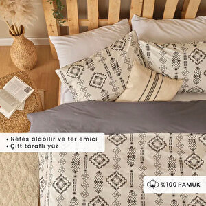 %100 Pamuk Ranforce Blake King Size Nevresim Seti Antrasit (240x220 Cm) Antrasit