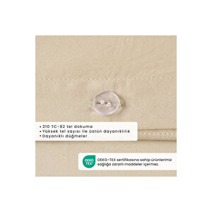 %100 Pamuk Saten Supreme Basic Super King Size Nevresim Seti Bej (260x240 Cm) Bej