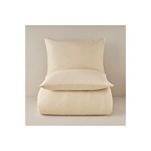 %100 Pamuk Saten Supreme Basic Super King Size Nevresim Seti Bej (260x240 Cm) Bej