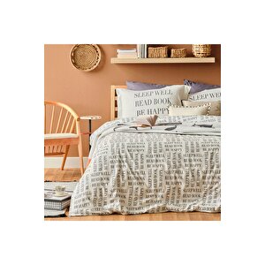 %100 Pamuk Ranforce Book Lovers King Size Nevresim Seti Antrasit (240x220 Cm) Antrasit
