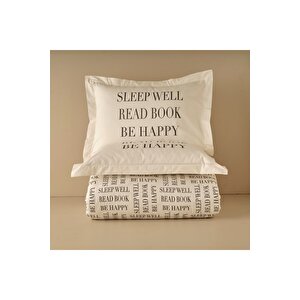 %100 Pamuk Ranforce Book Lovers King Size Nevresim Seti Antrasit (240x220 Cm) Antrasit