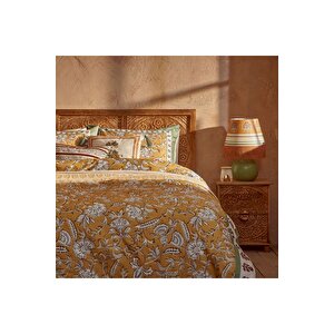 %100 Pamuk Saten Indian Çift Kişilik Nevresim Seti (200x220) Çok Renkli