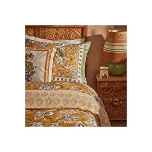 %100 Pamuk Saten Indian Çift Kişilik Nevresim Seti (200x220) Çok Renkli
