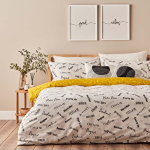 %100 Pamuk Ranforce La Vie King Size Nevresim Seti Siyah-beyaz (240x220 Cm) Siyah-beyaz