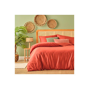 %100 Pamuk Saten Supreme Basic Super King Size Nevresim Seti Kiremit (260x240 Cm) Kiremit