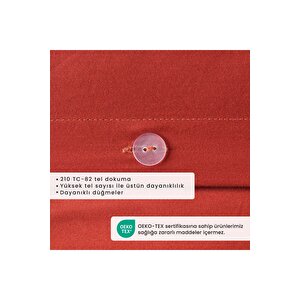 %100 Pamuk Saten Supreme Basic Super King Size Nevresim Seti Kiremit (260x240 Cm) Kiremit