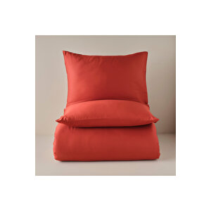 %100 Pamuk Saten Supreme Basic Super King Size Nevresim Seti Kiremit (260x240 Cm) Kiremit