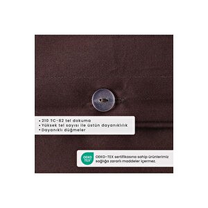 %100 Pamuk Saten Supreme Basic Super King Size Nevresim Seti Kahverengi (260x240 Cm) Kahverengi