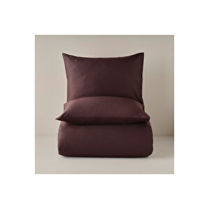 %100 Pamuk Saten Supreme Basic Super King Size Nevresim Seti Kahverengi (260x240 Cm) Kahverengi