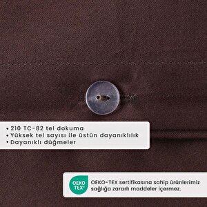 %100 Pamuk Saten Supreme Basic Super King Size Nevresim Seti Kahverengi (260x240 Cm) Kahverengi