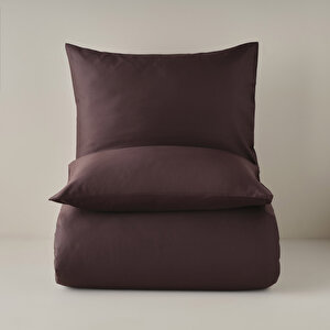 %100 Pamuk Saten Supreme Basic Super King Size Nevresim Seti Kahverengi (260x240 Cm) Kahverengi