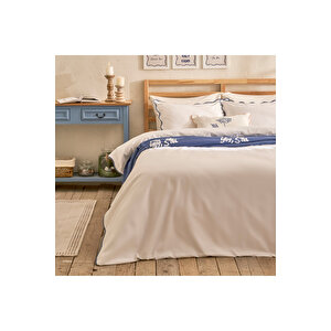 %100 Pamuk Saten Scallop King Size Nevresim Takımı Beyaz (240x220 Cm) Beyaz