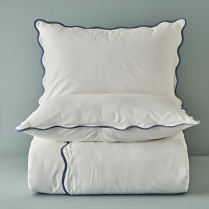 %100 Pamuk Saten Scallop King Size Nevresim Takımı Beyaz (240x220 Cm) Beyaz
