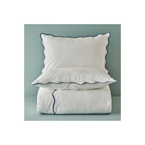 %100 Pamuk Saten Scallop King Size Nevresim Takımı Beyaz (240x220 Cm) Beyaz