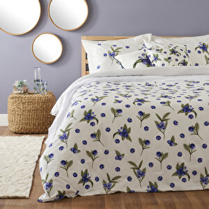 %100 Pamuk Ranforce Blueberry King Size Nevresim Seti (240x220 Cm) Çok Renkli