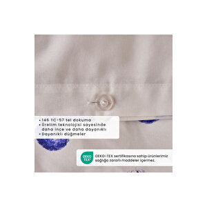 %100 Pamuk Ranforce Blueberry King Size Nevresim Seti (240x220 Cm) Çok Renkli