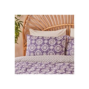 %100 Pamuk Ranforce Misa King Size Nevresim Seti Mor (260x240 Cm) Mor