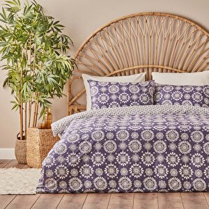 %100 Pamuk Ranforce Misa King Size Nevresim Seti Mor (260x240 Cm) Mor