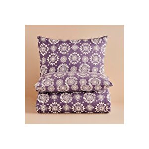 %100 Pamuk Ranforce Misa King Size Nevresim Seti Mor (260x240 Cm) Mor