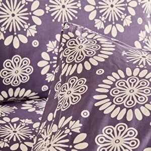 %100 Pamuk Ranforce Misa King Size Nevresim Seti Mor (260x240 Cm) Mor
