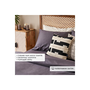 %100 Pamuk Saten Supreme Basic Çift Kişilik Nevresim Seti Antrasit (200x220 Cm) Antrasit