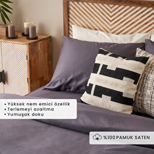 %100 Pamuk Saten Supreme Basic Çift Kişilik Nevresim Seti Antrasit (200x220 Cm) Antrasit