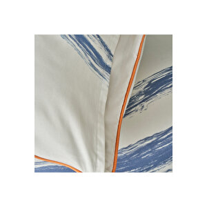 %100 Pamuk Saten Marine King Size Nevresim Seti Mavi-beyaz (240x220 Cm) Mavi-beyaz