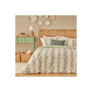 %100 Pamuk Ranforce Julia King Size Nevresim Seti Yeşil (240x220 Cm) Yeşil