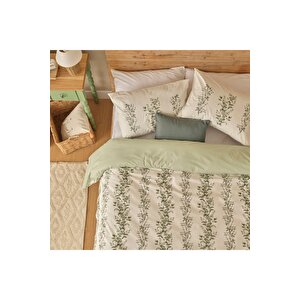 %100 Pamuk Ranforce Julia King Size Nevresim Seti Yeşil (240x220 Cm) Yeşil