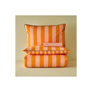 %100 Pamuk Line Çift Kişilik Nevresim Takımı Turuncu (200x220 Cm) Turuncu