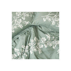 %100 Pamuk Saten Jude Çift Kişilik Nevresim Seti Yeşil (200x220 Cm) Yeşil