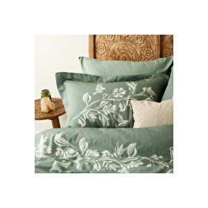 %100 Pamuk Saten Jude Çift Kişilik Nevresim Seti Yeşil (200x220 Cm) Yeşil