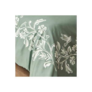 %100 Pamuk Saten Jude Çift Kişilik Nevresim Seti Yeşil (200x220 Cm) Yeşil