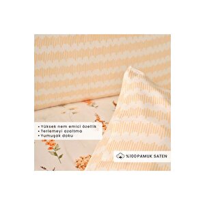 %100 Pamuk Saten Leora Çift Kişilik Nevresim Seti Somon (200x220 Cm) Somon