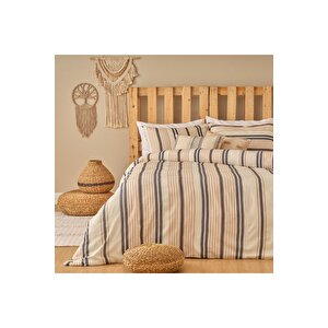 Steve Pamuklu Çift Kişilik Nevresim Takımı Bej (200x220 Cm) Bej