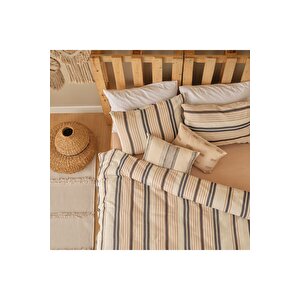 Steve Pamuklu Çift Kişilik Nevresim Takımı Bej (200x220 Cm) Bej