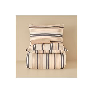 Steve Pamuklu Çift Kişilik Nevresim Takımı Bej (200x220 Cm) Bej