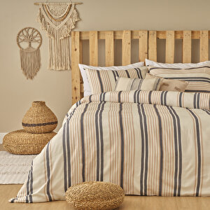 Steve Pamuklu Çift Kişilik Nevresim Takımı Bej (200x220 Cm) Bej