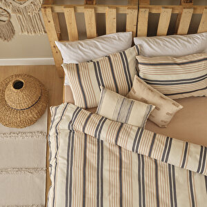 Steve Pamuklu Çift Kişilik Nevresim Takımı Bej (200x220 Cm) Bej