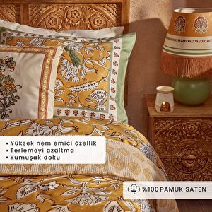 %100 Pamuk Saten Indian Tek Kişilik Nevresim Seti (160x220) Çok Renkli
