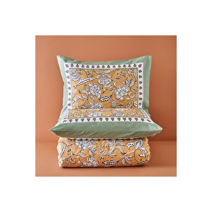 %100 Pamuk Saten Indian Tek Kişilik Nevresim Seti (160x220) Çok Renkli