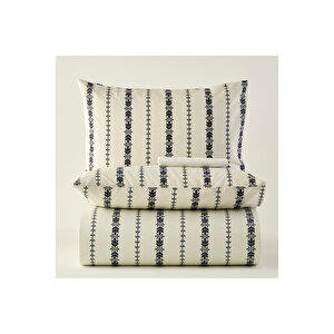 Olwen Pamuklu Tek Kişilik Nevresim Takımı Beyaz-siyah (160x220 Cm) Beyaz- Siyah